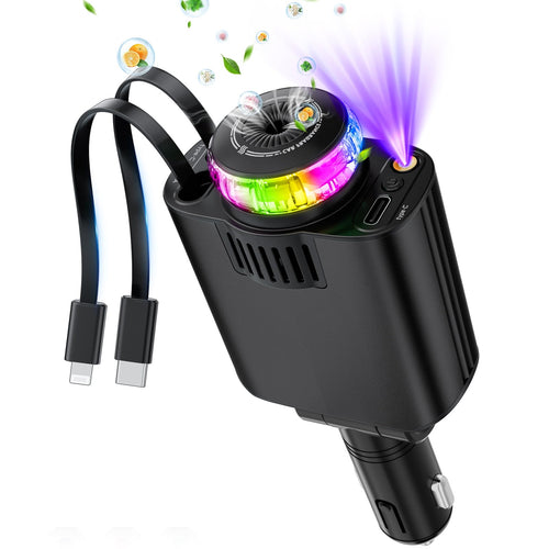 شاحن سيارة 5 في 1  الذكي | موزع عطر/مرطب، شحن سريع ، وإضاءة النجوم +3 روائح مجانية